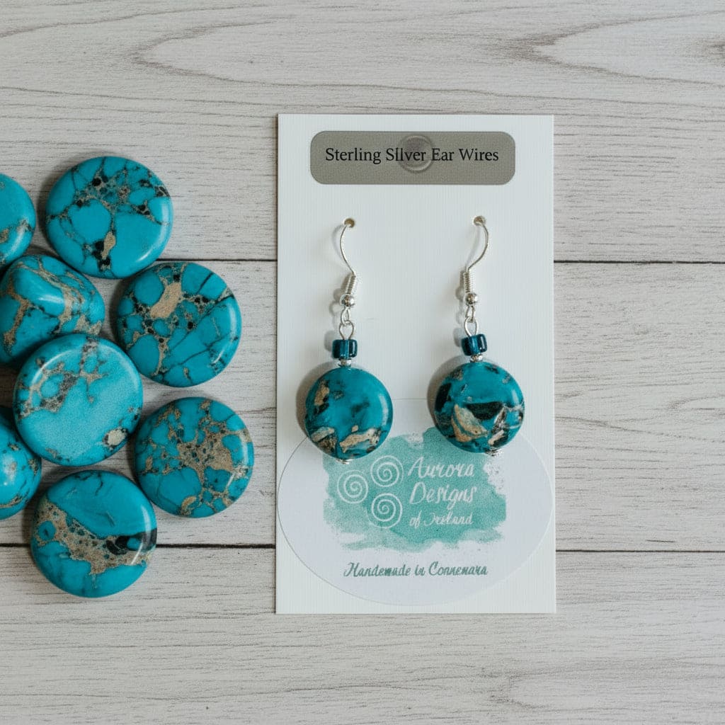 Aurora Design Earrings - Mosaic Stone, Blue