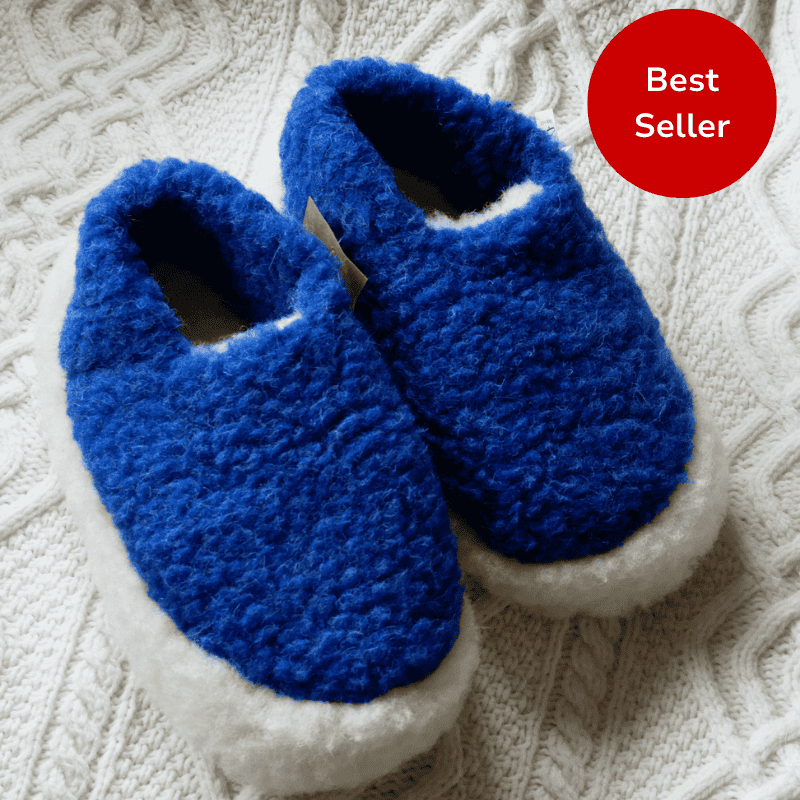 Wool slippers Blue