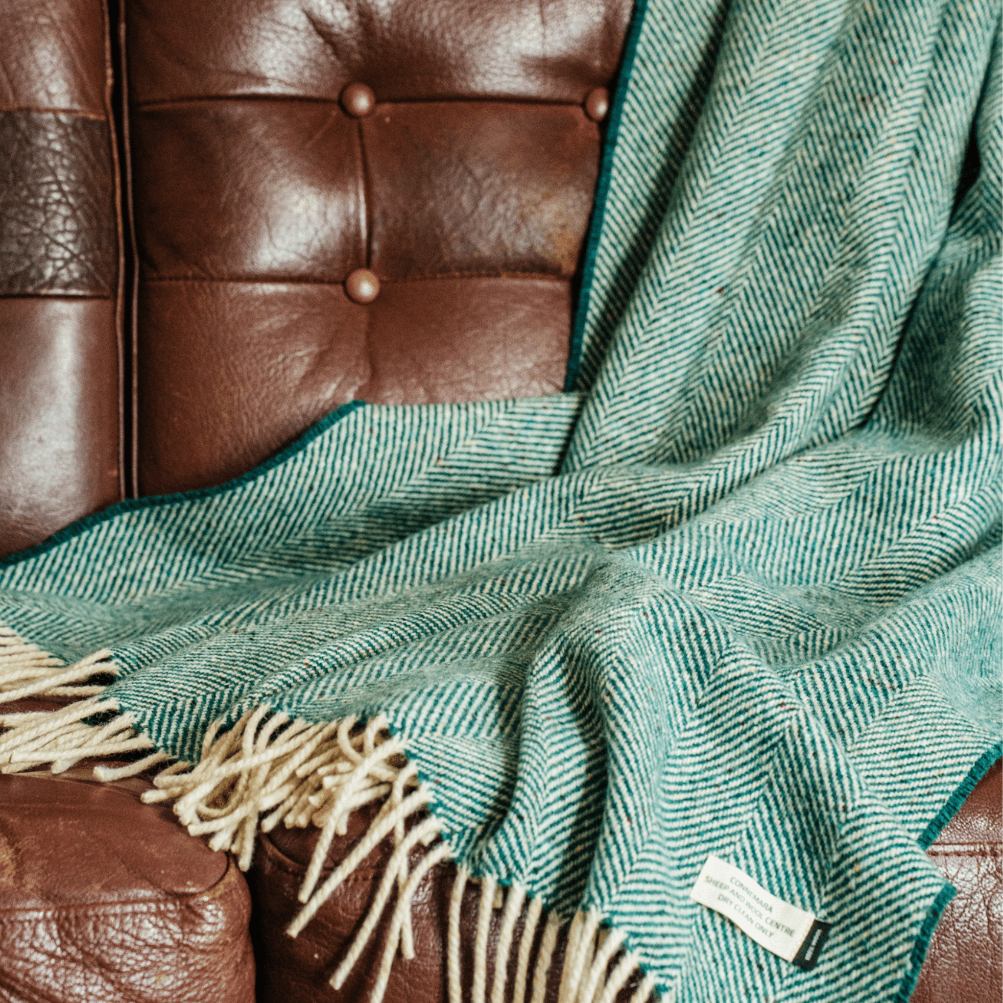 Connemara Sheep & Wool Centre Connemara Handloomed Merino Wool Blanket - Marine