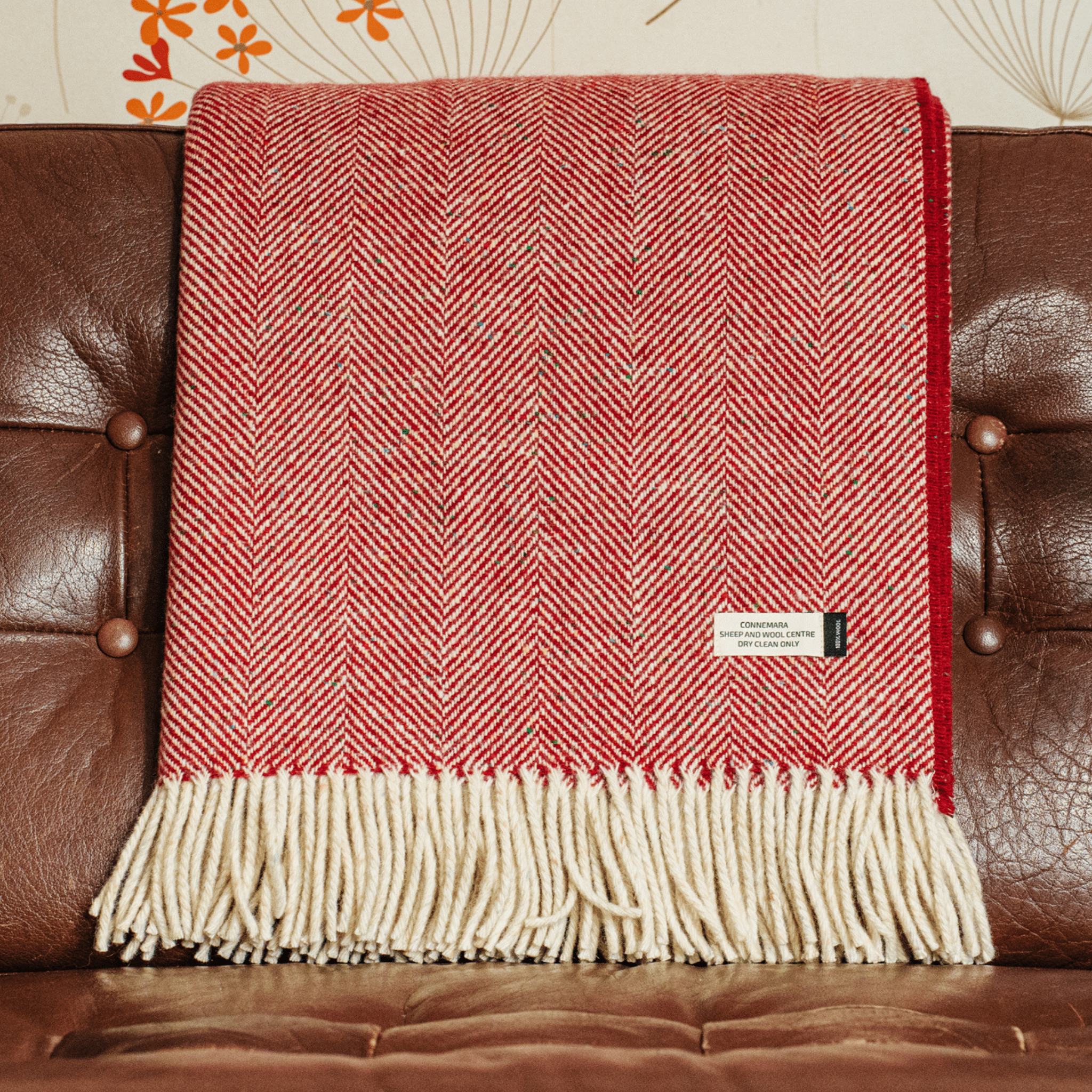 Connemara Sheep & Wool Centre Connemara Handloomed Merino Wool Blanket - Scarlet