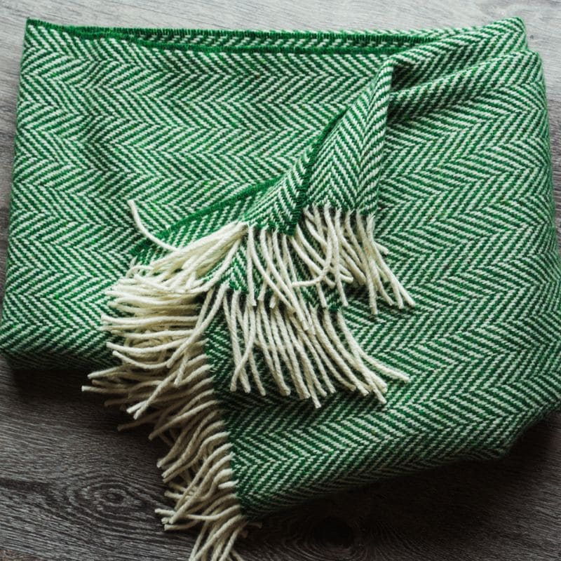 Connemara Sheep & Wool Centre Connemara Handloomed Wool Blanket - Green