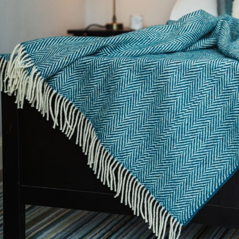 Connemara Sheep & Wool Centre Connemara Handloomed Wool Blanket - Teal