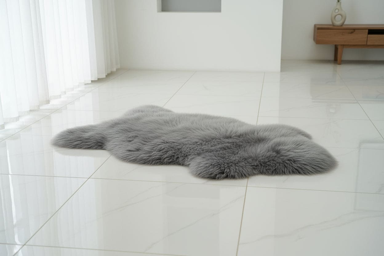 Sheepskin Rug - Light grey - The Irish woolen Workshop