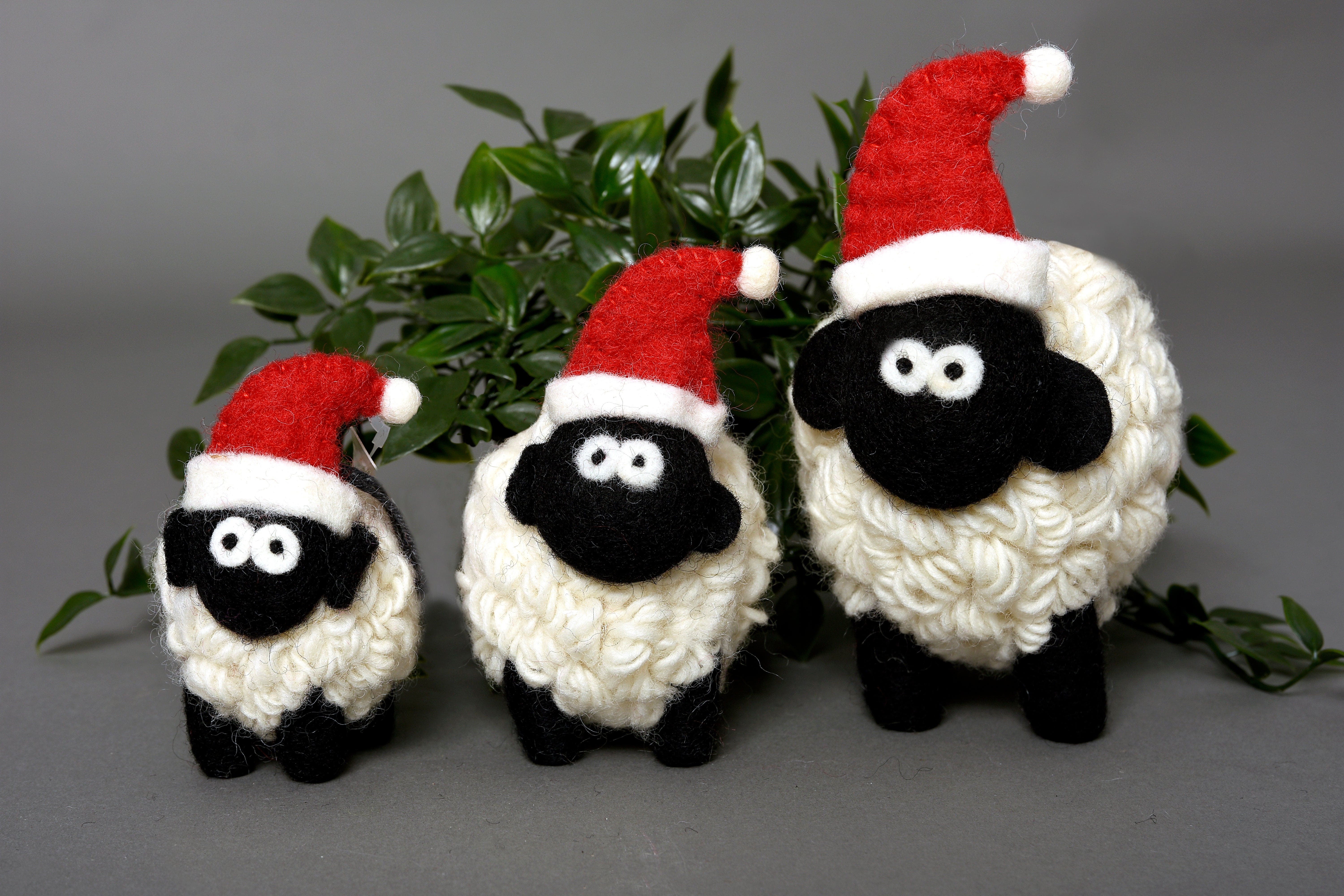 Erin Knitwear Knitted Sheep Collectable with Santa hat