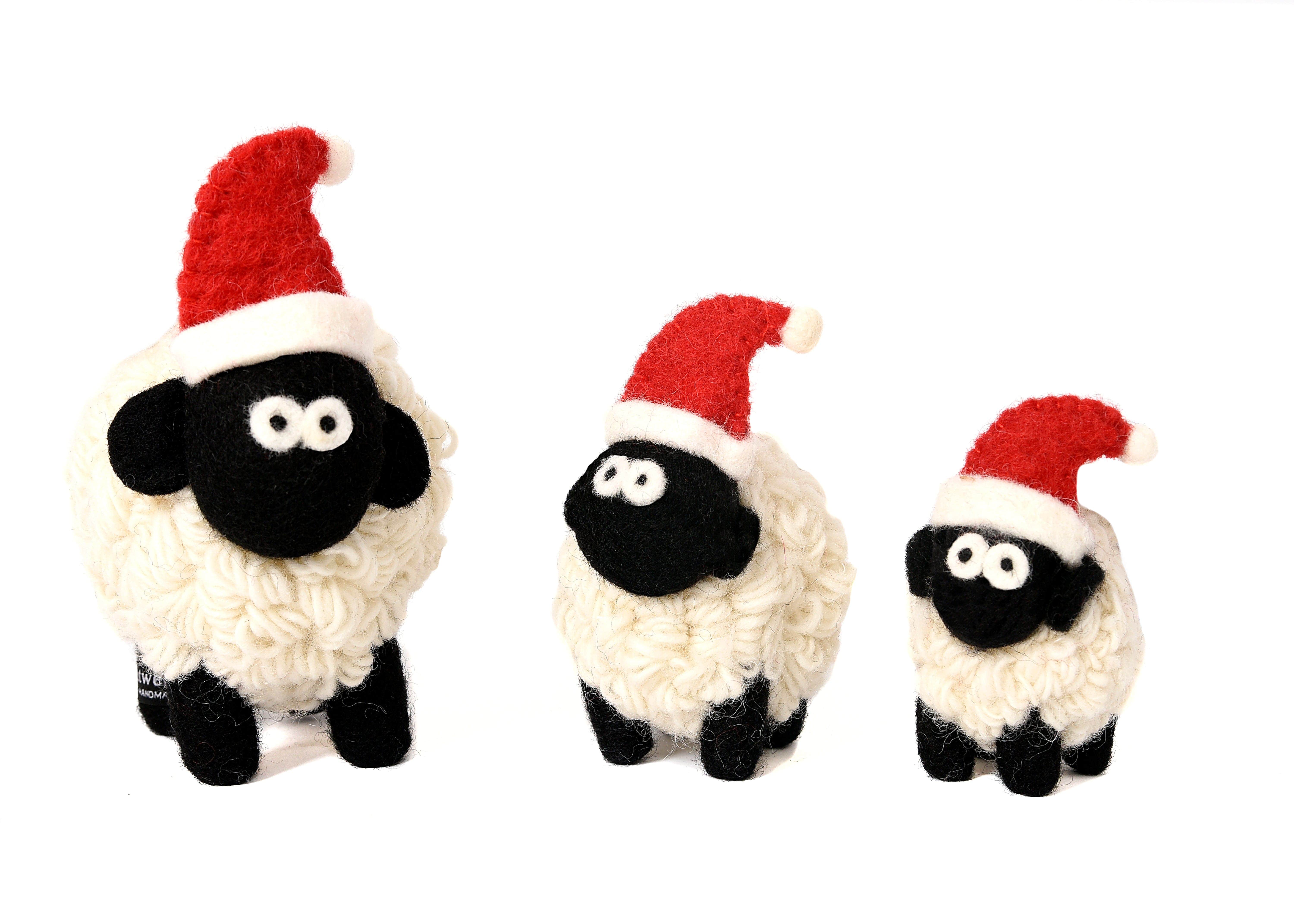 Erin Knitwear Knitted Sheep Collectable with Santa hat