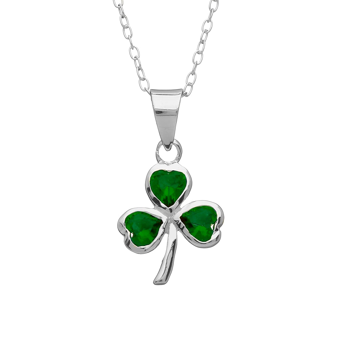 Green Shamrock Pendant - Glass and Sterling Silver
