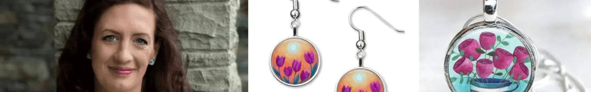 Amelia Gagne with samples of her colourful jewellery