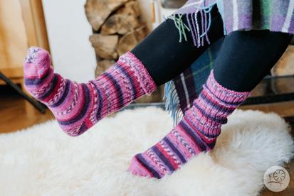 Colorful pink stripe woolly socks