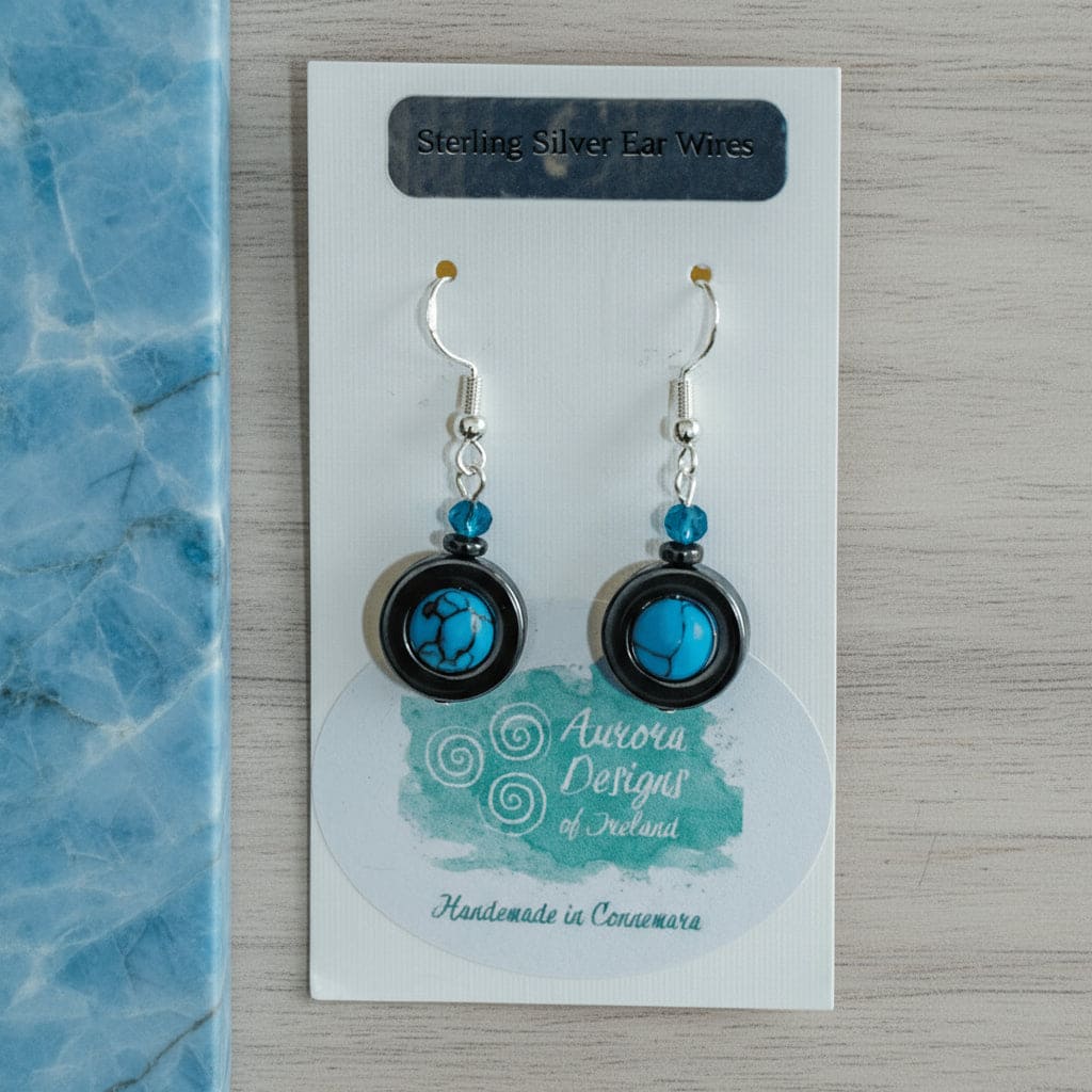 Aurora Design Earrings - Marbled Blue Donut