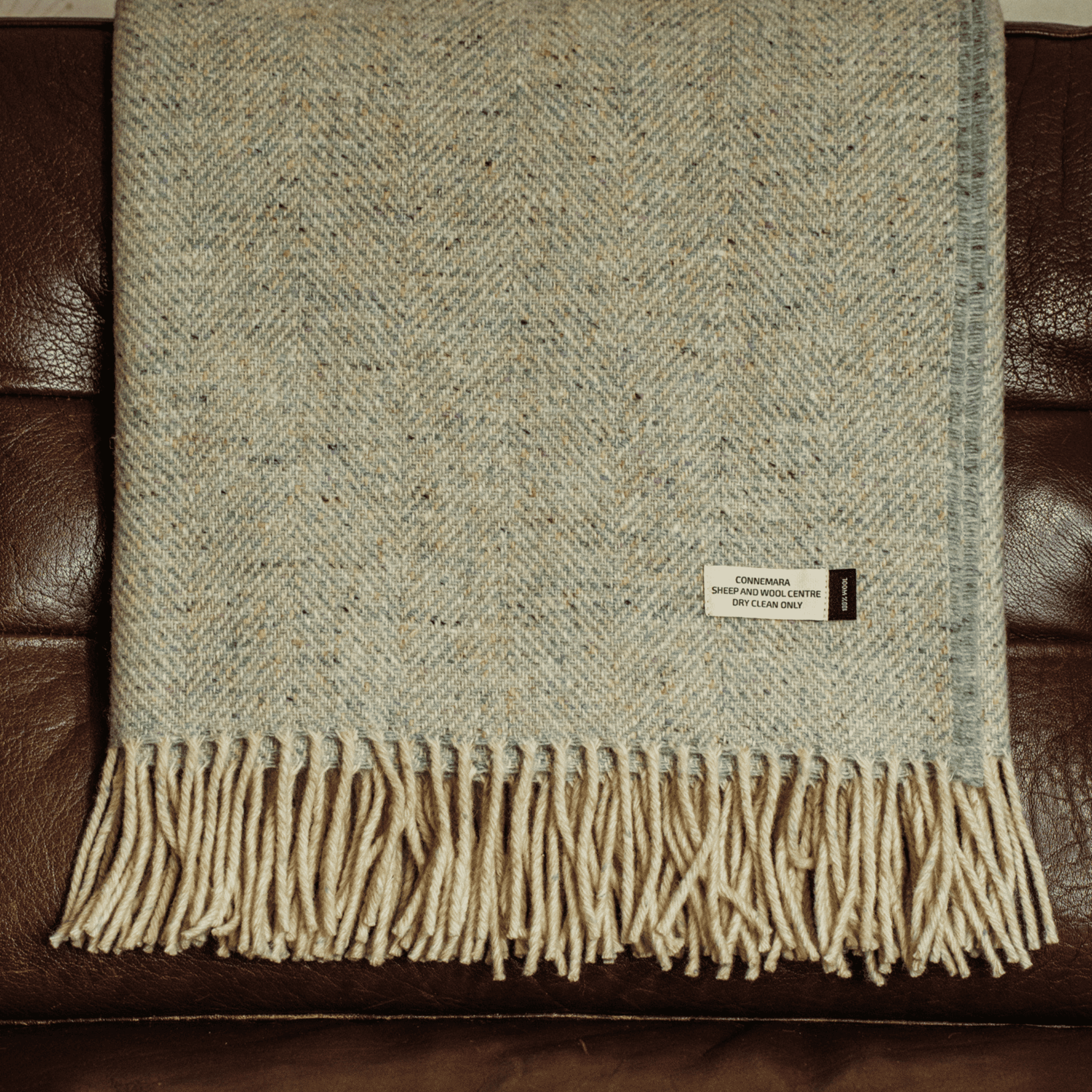 Connemara Handloomed Merino Wool Blanket - Mist