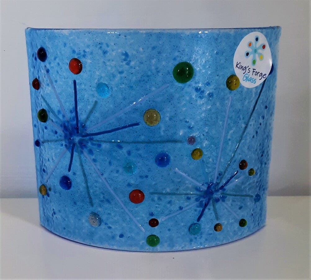 Glass Fireworks Candle Sconce - Blue