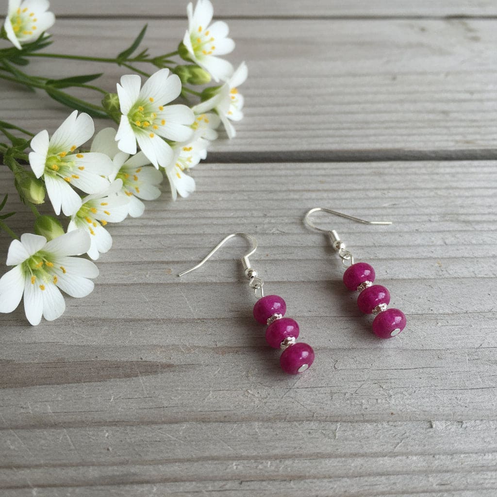 Aurora Design Earrings - Triple Stone Pink