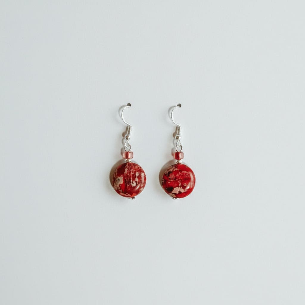 Aurora Design Earrings - Mosaic Stone, Red