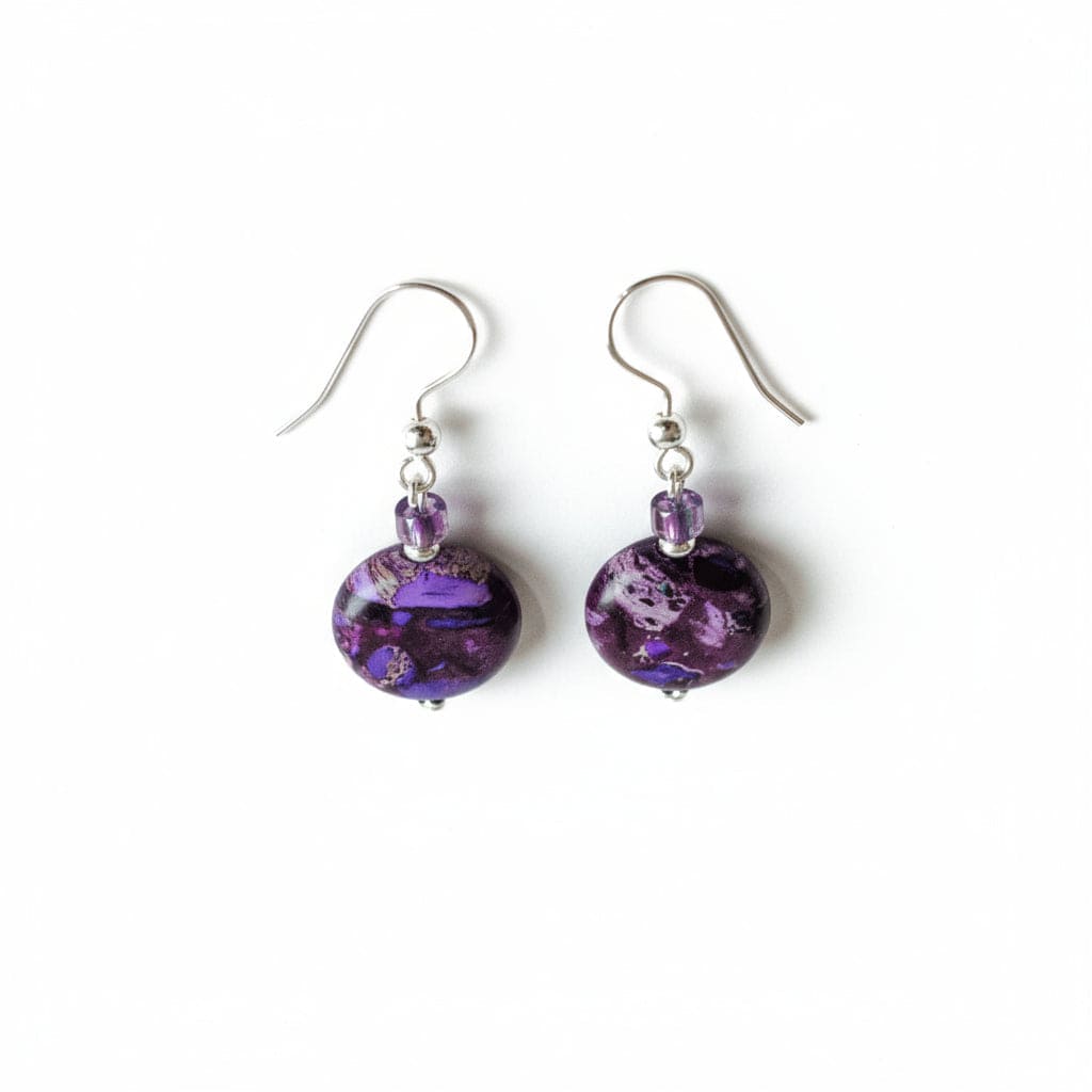 Aurora Design Earrings - Mosaic Stone, Purple