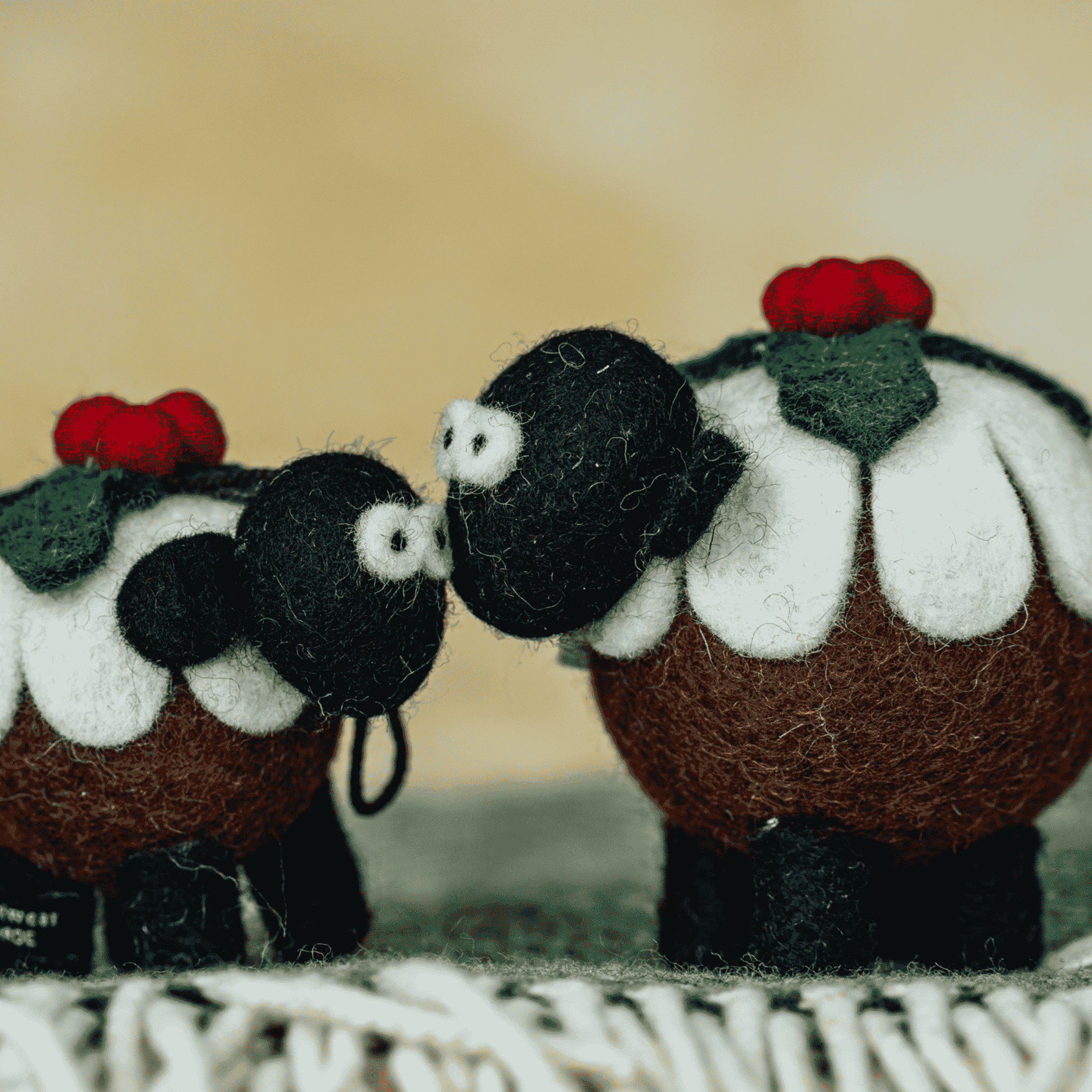 Felted Christmas Pudding Sheep Collectable
