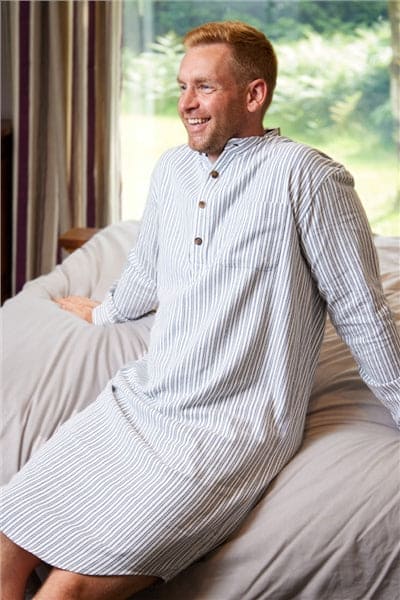 Night Shirt - Blue and Ivory