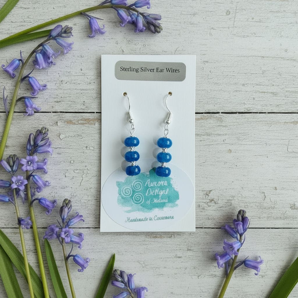 Aurora Design Earrings - Triple Stone Blue