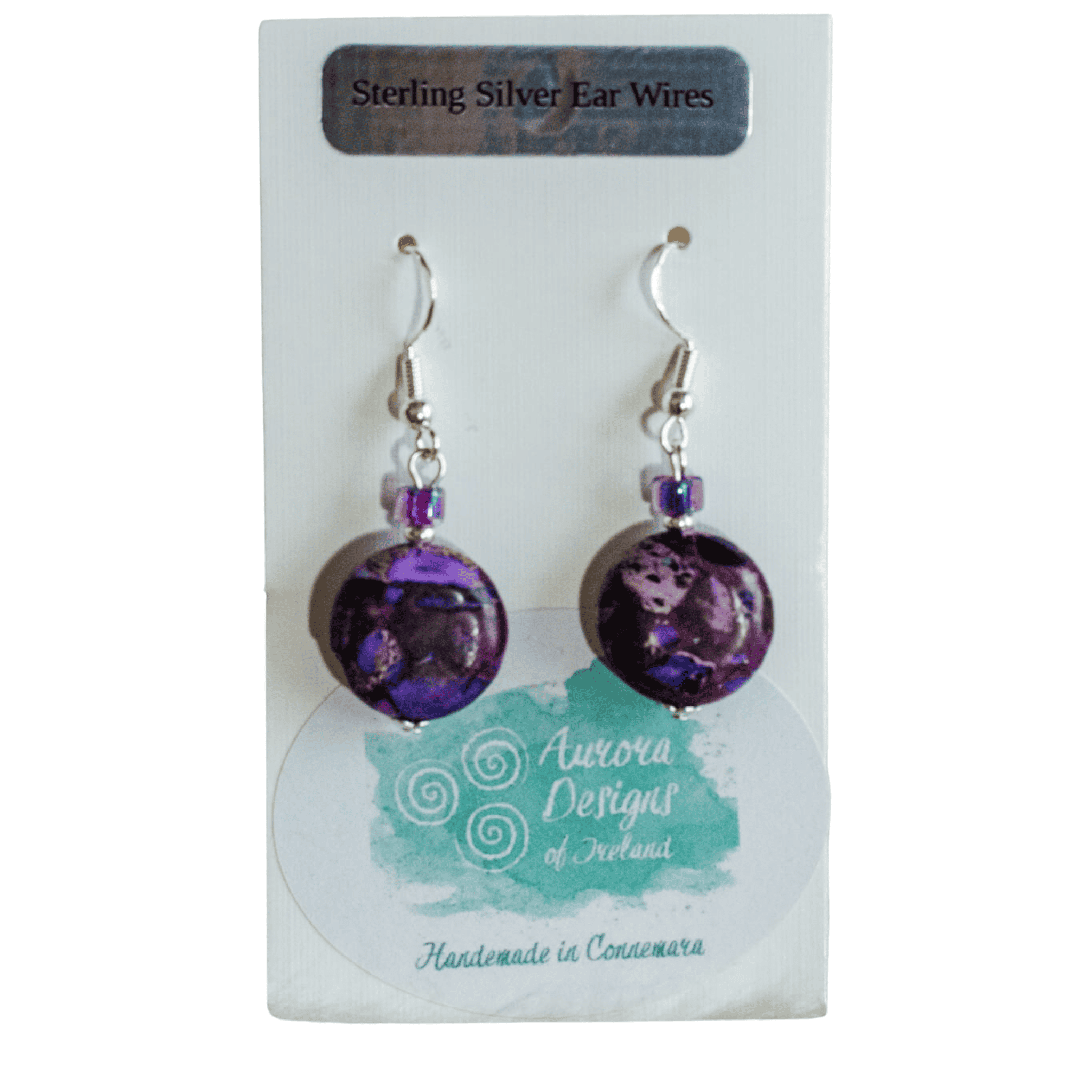 Aurora Design Earrings - Mosaic Stone, Purple