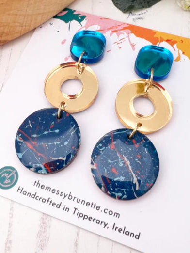 The Messy Brunette - Double Drop Earrings in Royal Blue