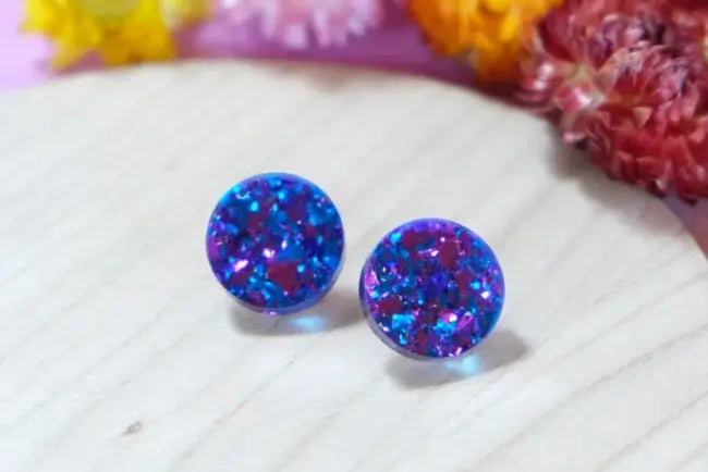 A Little Idea - Sparkle Studs in Blue and Purple