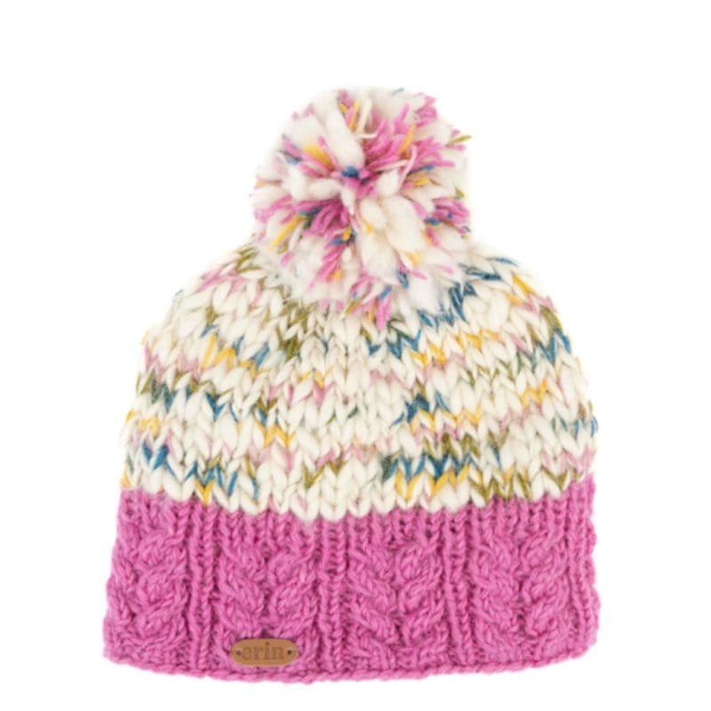 Uneven Wool Bobble Ladies Hat - Pink