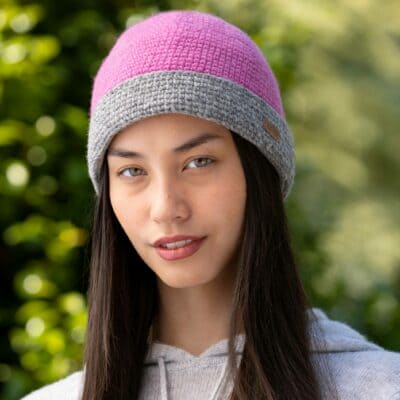 Ladies Crochet Turnup Hat - Pink