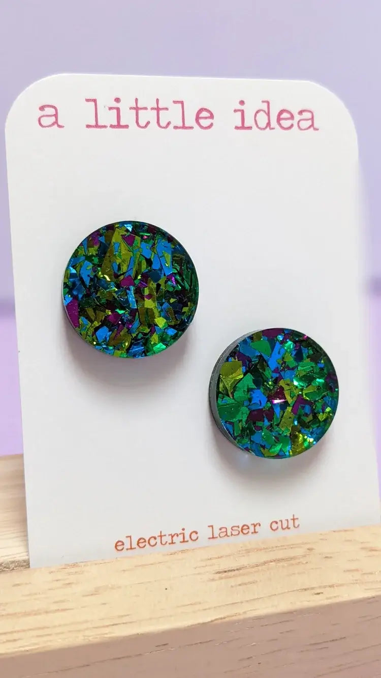 A Little Idea - Sparkle Studs in Green Mix