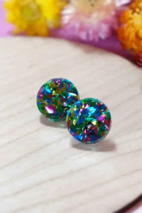 A Little Idea - Sparkle Studs in Green Mix