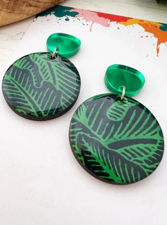 The Messy Brunette -  Green and Navy Statement Earrings