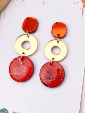 The Messy Brunette - Double Drop Earrings in Orange