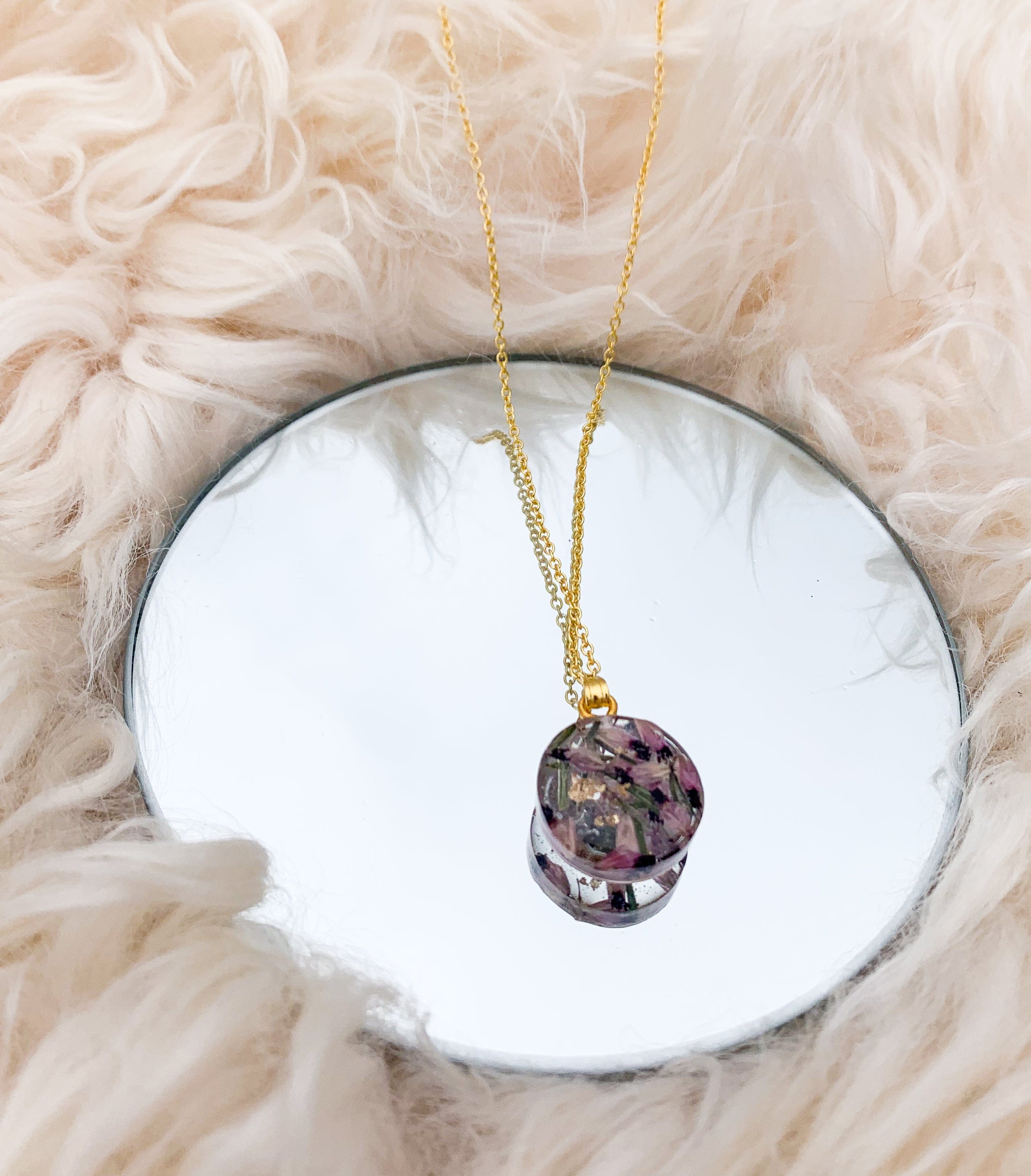 Planted By the Water Necklace - Heather Flower and Leaf