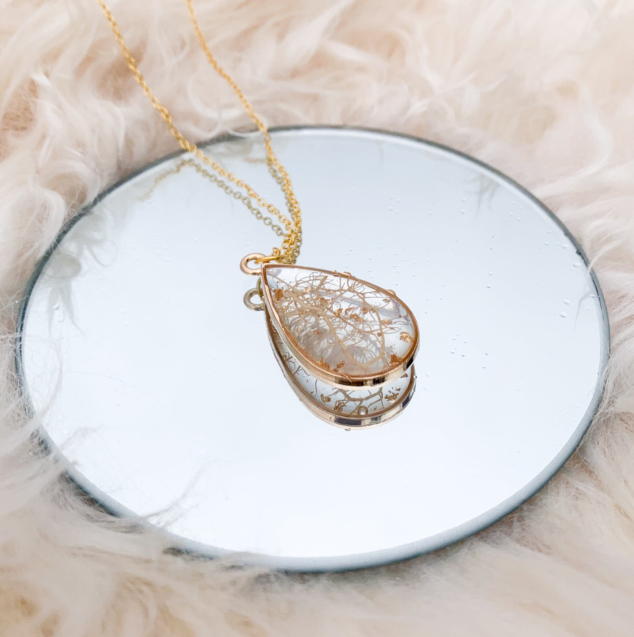 Planted By the Water Necklace - Gold Lichen