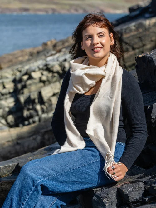 Lambswool Scarf - Linen Herringbone