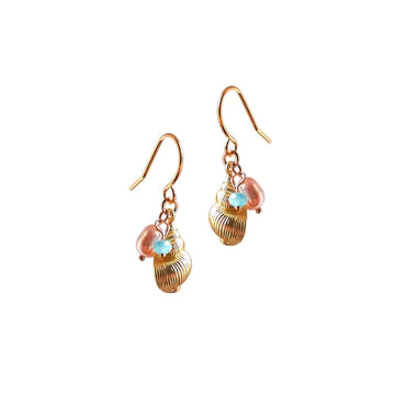 Melanie Hand Earrings - Conch Shell with Freshwater Pearl Earrings