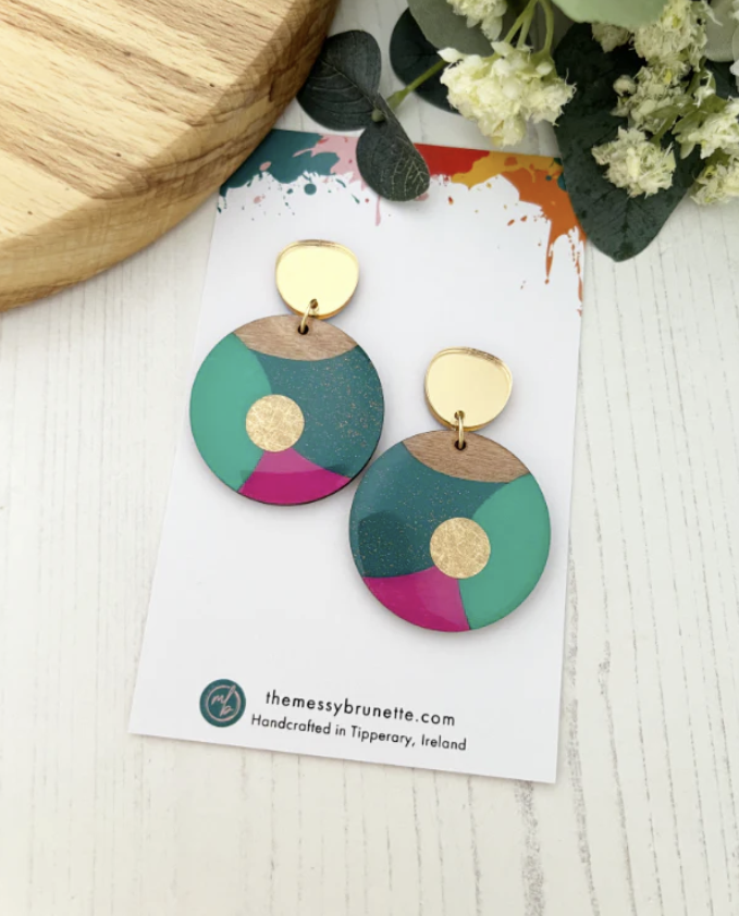 The Messy Brunette - Colorful Bubble Earrings in Greens and Pink