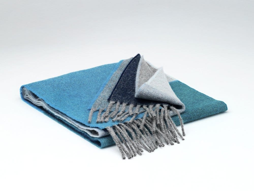 Lambswool Scarf Mens - Marine Stripe