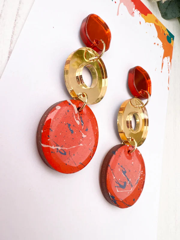The Messy Brunette - Double Drop Earrings in Orange
