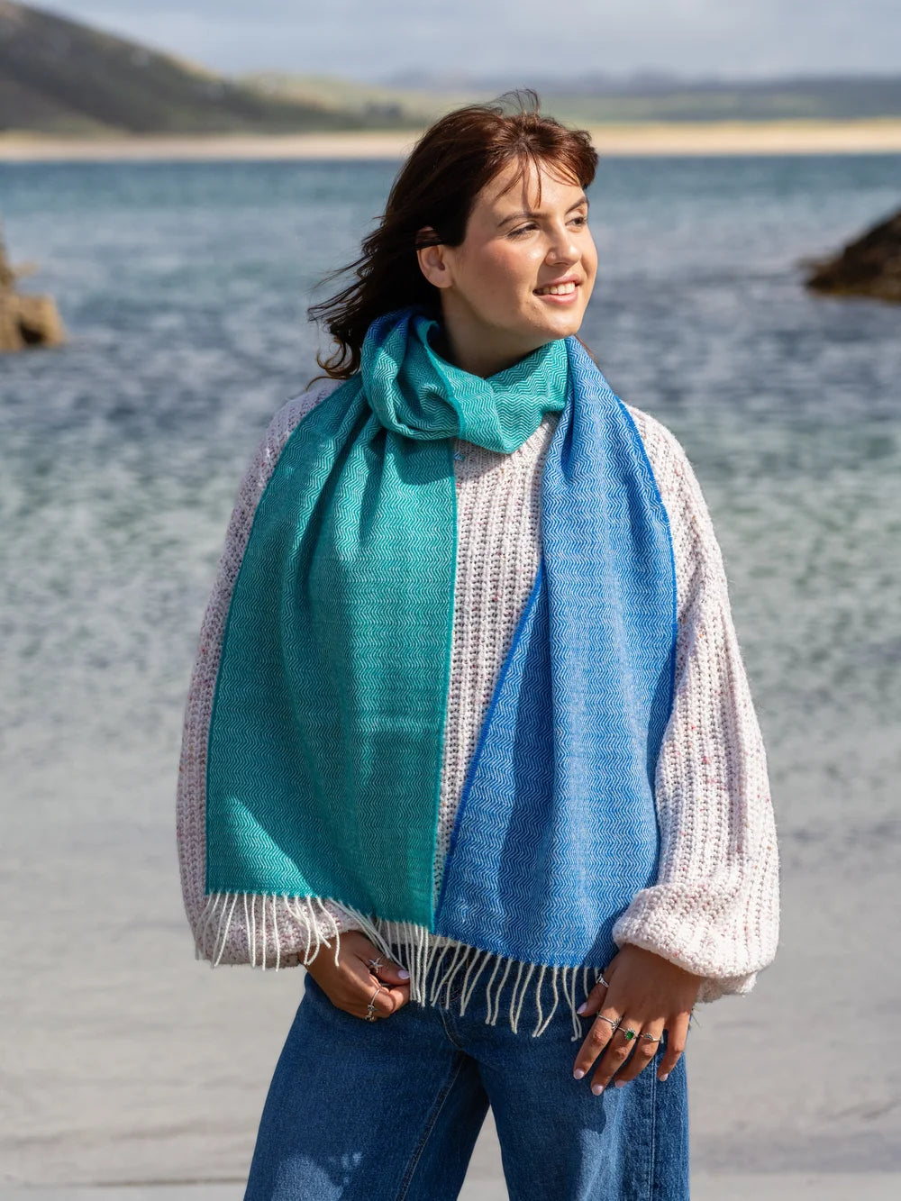 Lambswool Scarf - Aqua Wave
