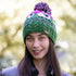 Sheep Bobble Hat with Cable Band in Green and Pink