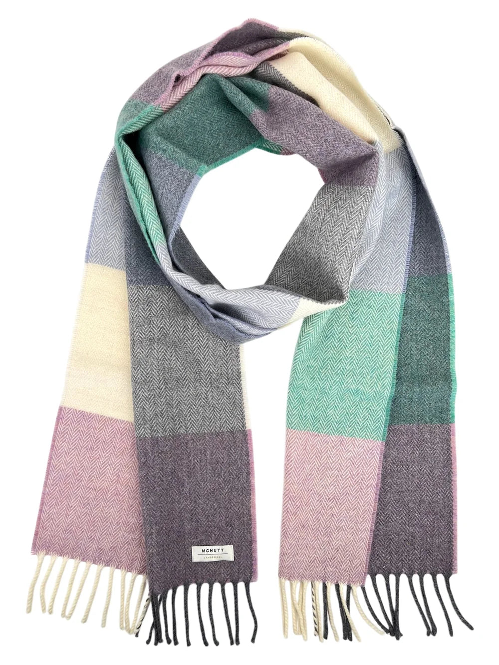 Lambswool Scarf - Spearmint and Smoke Check