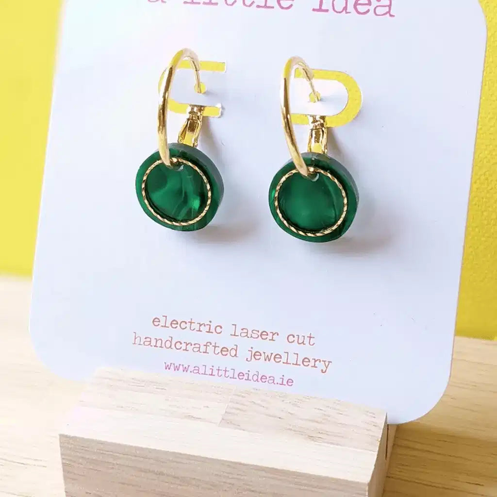 A Little Idea A Little Idea - Sienna Miller Marbled Green Earrings