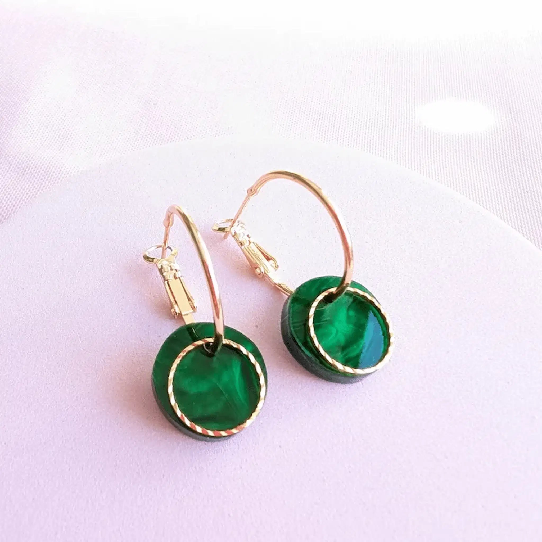 A Little Idea A Little Idea - Sienna Miller Marbled Green Earrings