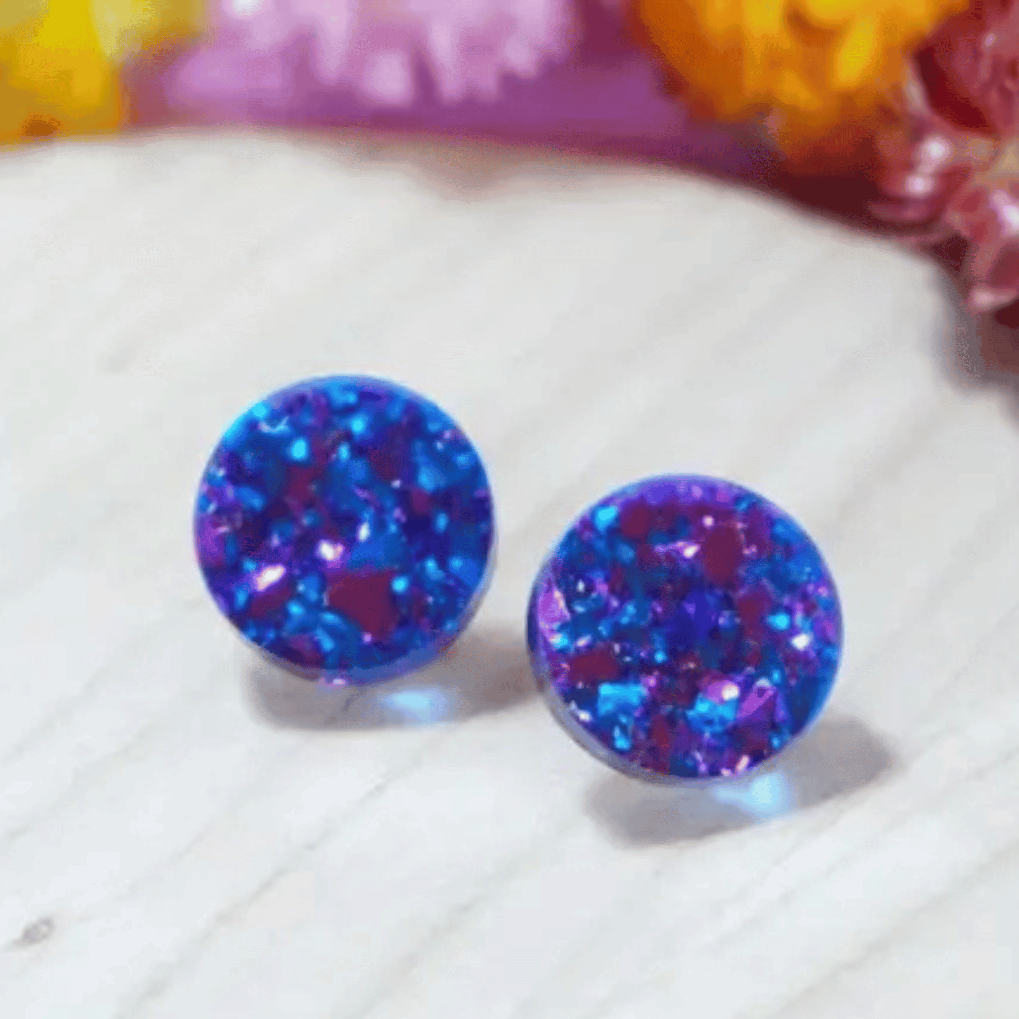 A Little Idea A Little Idea - Sparkle Studs in Blue and Purple