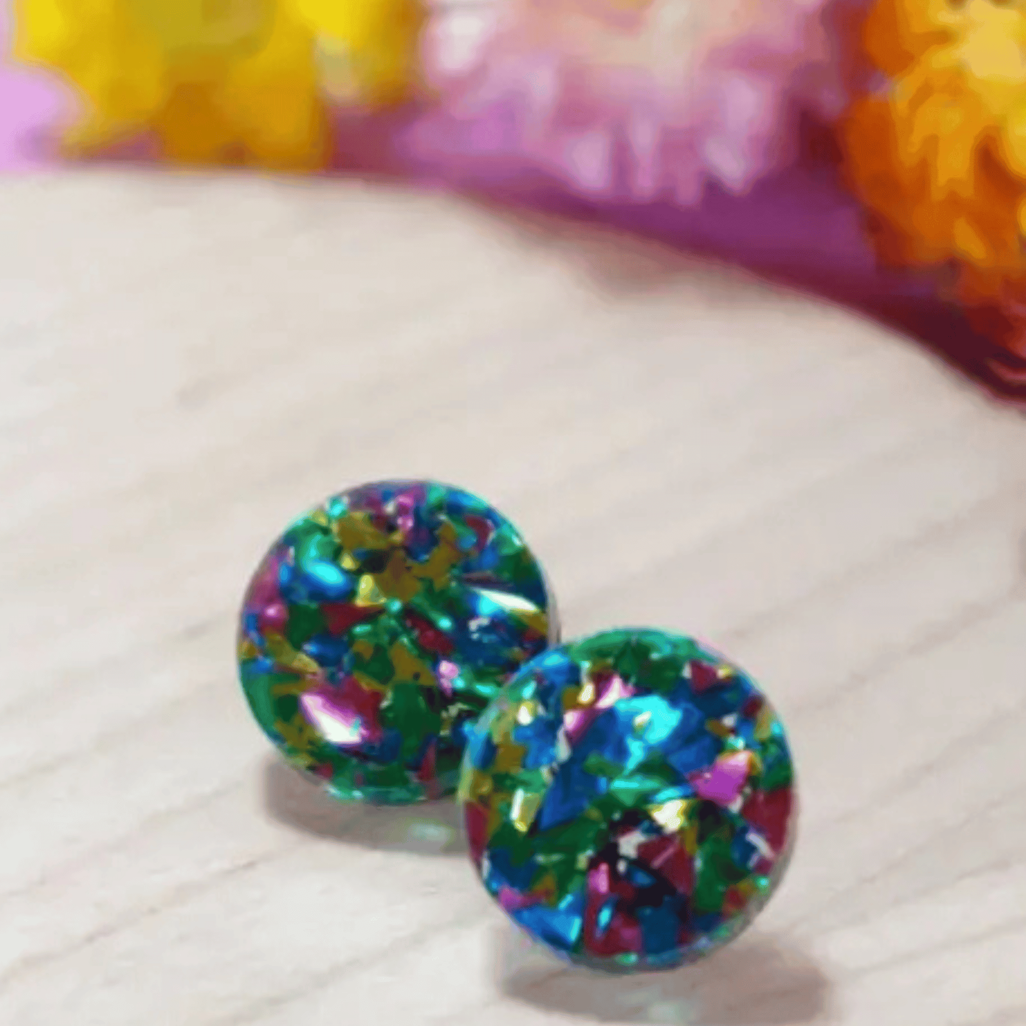 A Little Idea A Little Idea - Sparkle Studs in Green Mix