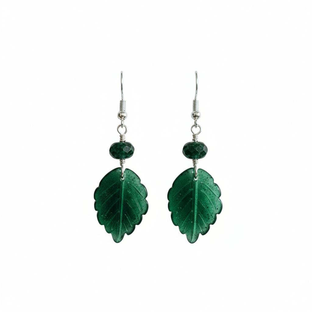 Aurora Design Earrings - Green Leaf
