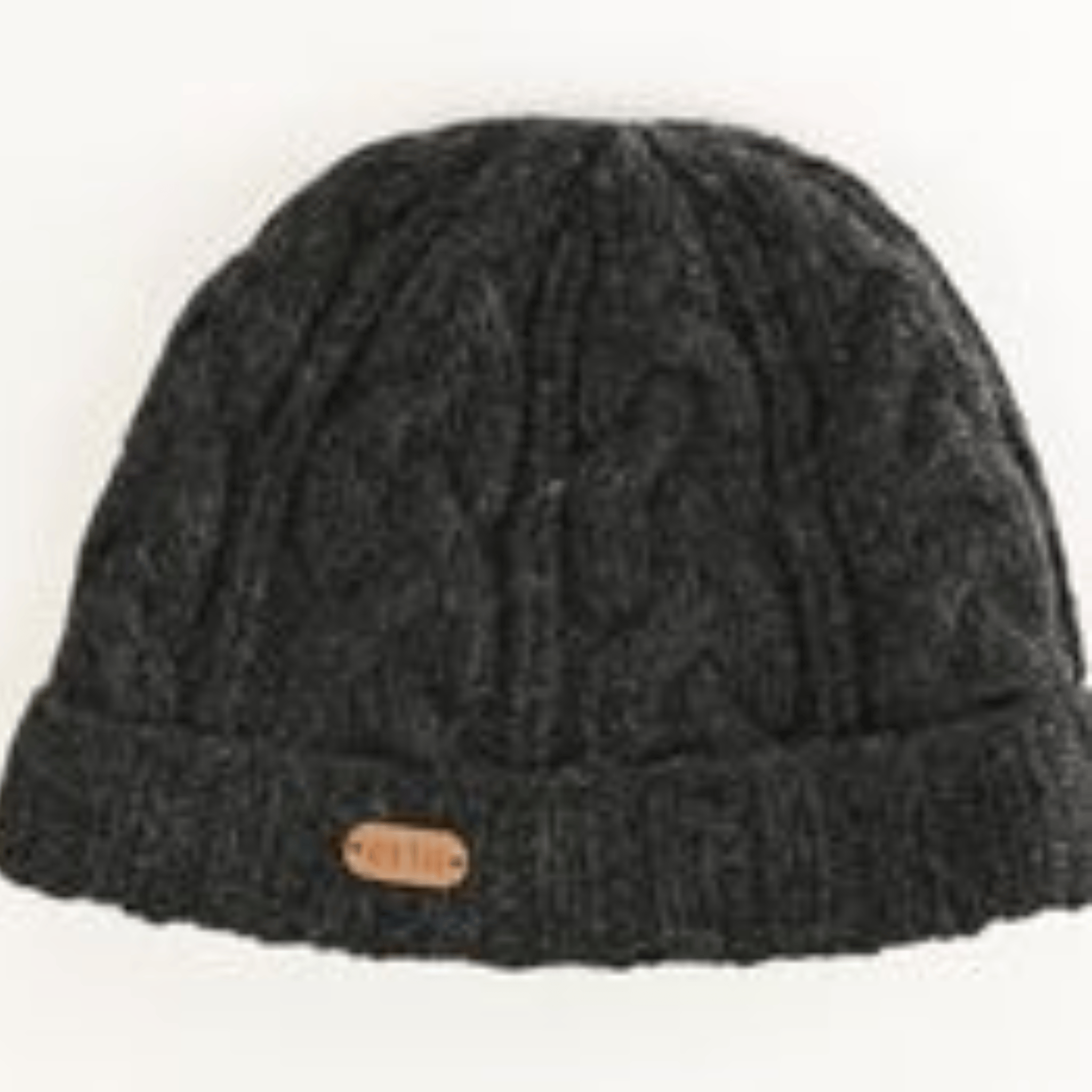Erin Knitwear Aran Cable Turnup Hat - Charcoal