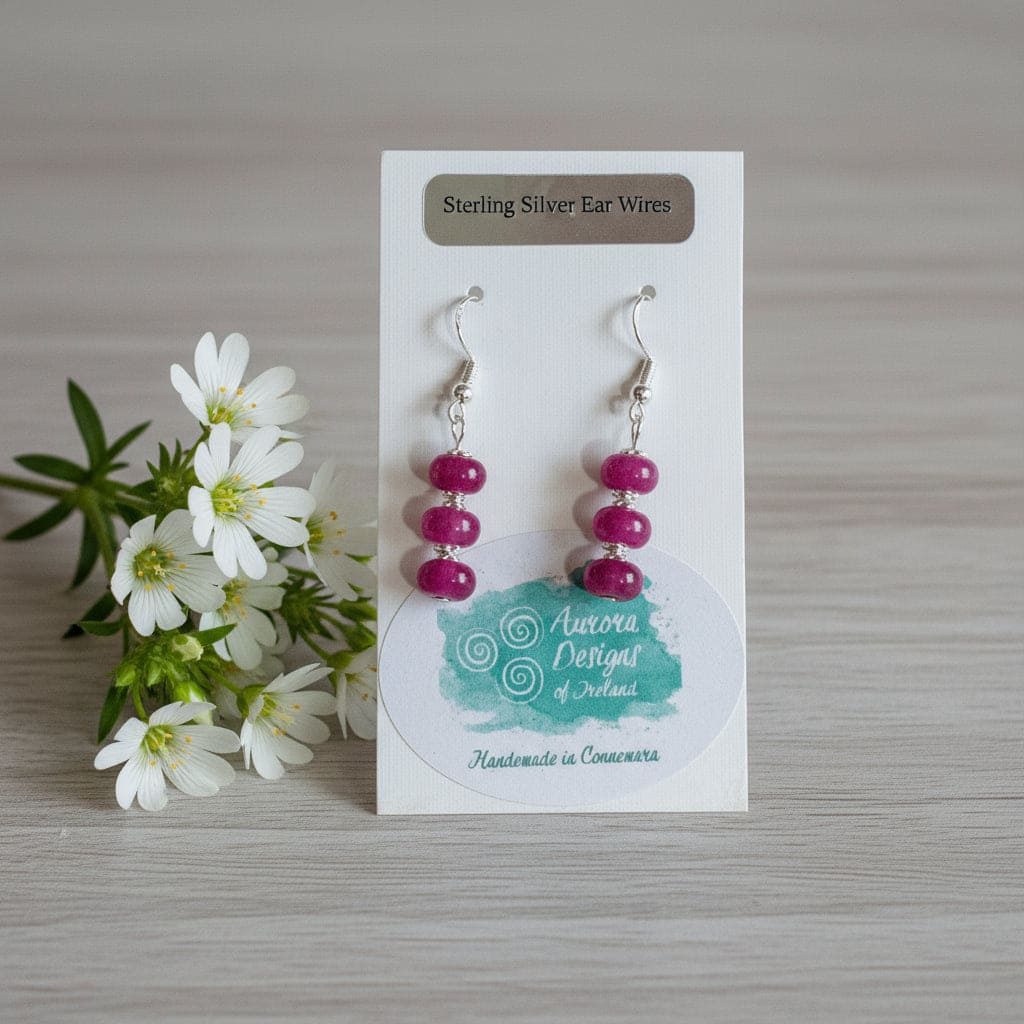 Aurora Designs Aurora Design Earrings - Triple Stone Pink