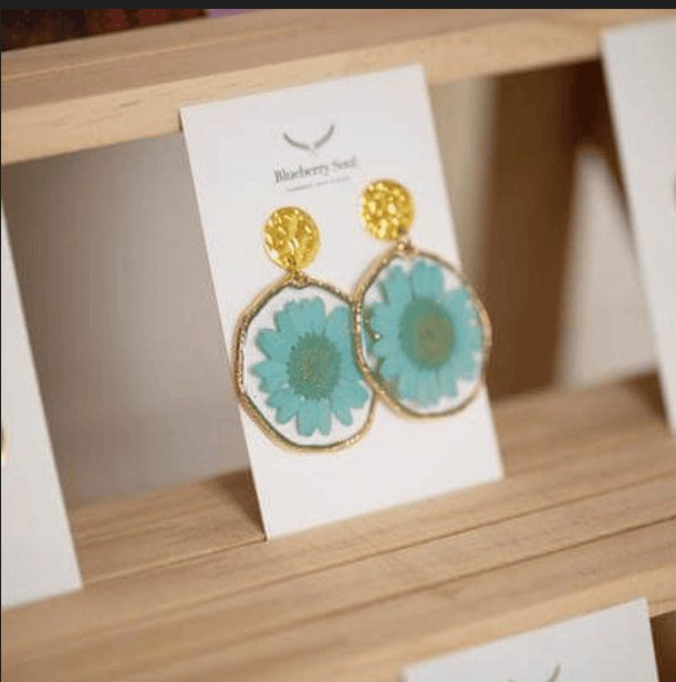 Blueberry Soul Blueberry Soul Large Earrings - Blue Flower