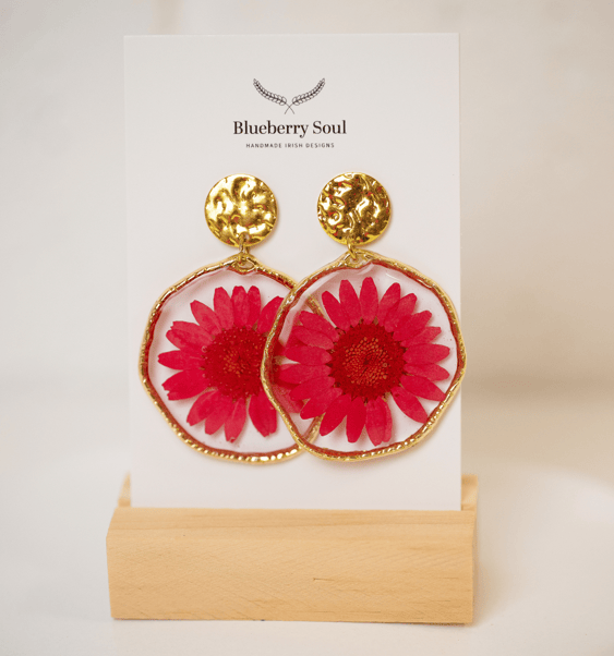 Blueberry Soul Blueberry Soul Large Earrings - Pink Flower