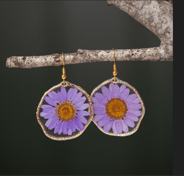 Blueberry Soul Blueberry Soul Large Earrings - Purple Flower